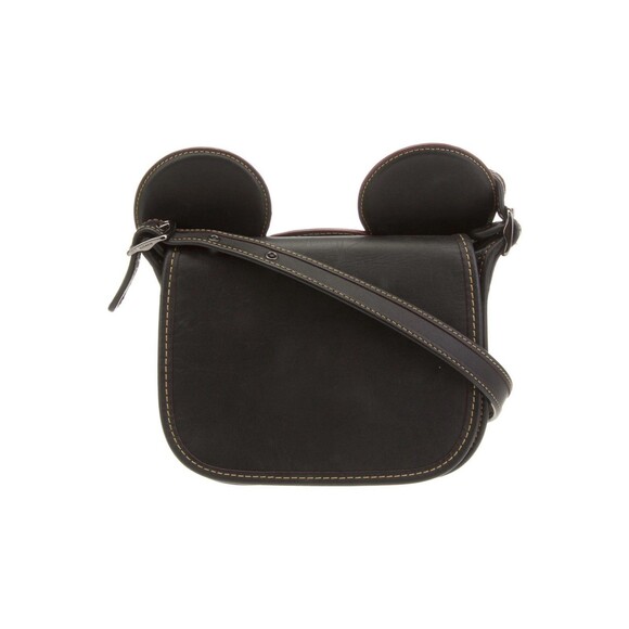 $395 COACH x DISNEY Patricia Saddle MICKEY MOUSE W/Ears crossbody Bag BLACK - Picture 1 of 9